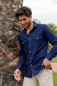Navy Blue Custi Mikelo Dress Shirt