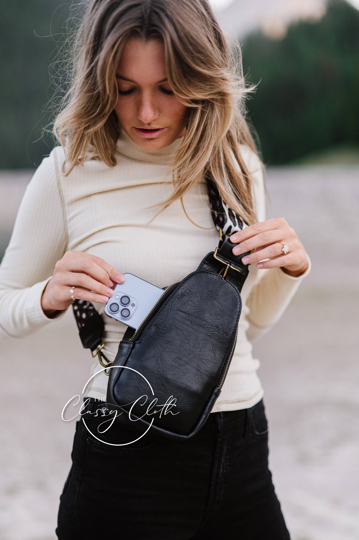 Sarah Shoulder Sling Bag - Black Leopard RTS
