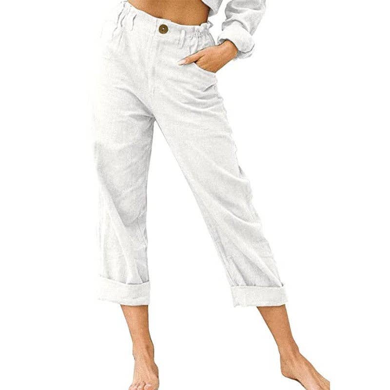 Relaxed Fit High-Waisted Casual Trousers