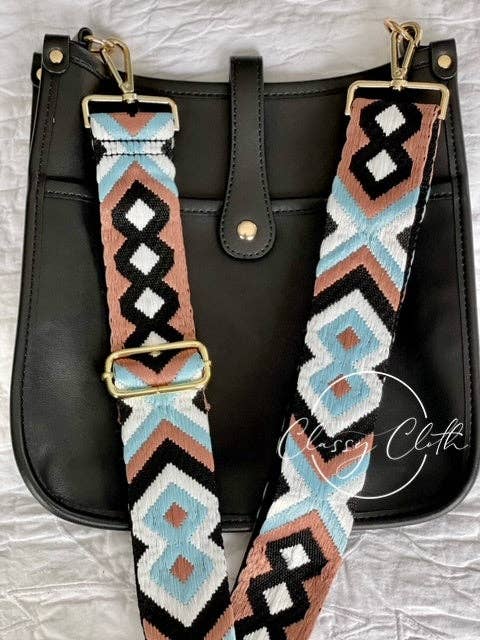 Eye Candy Crossbody Purse - Distressed Black - Teal Aqua RTS