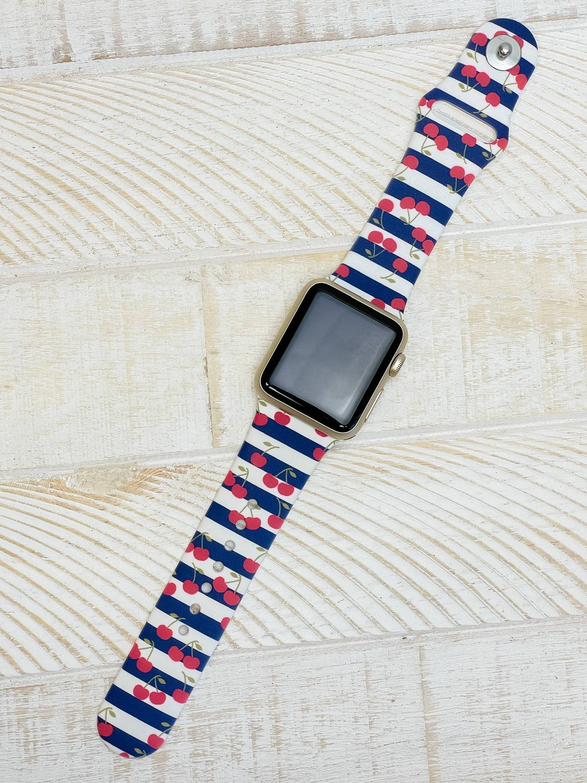 Cherries Printed Silicone Smart Watch Band - S/M