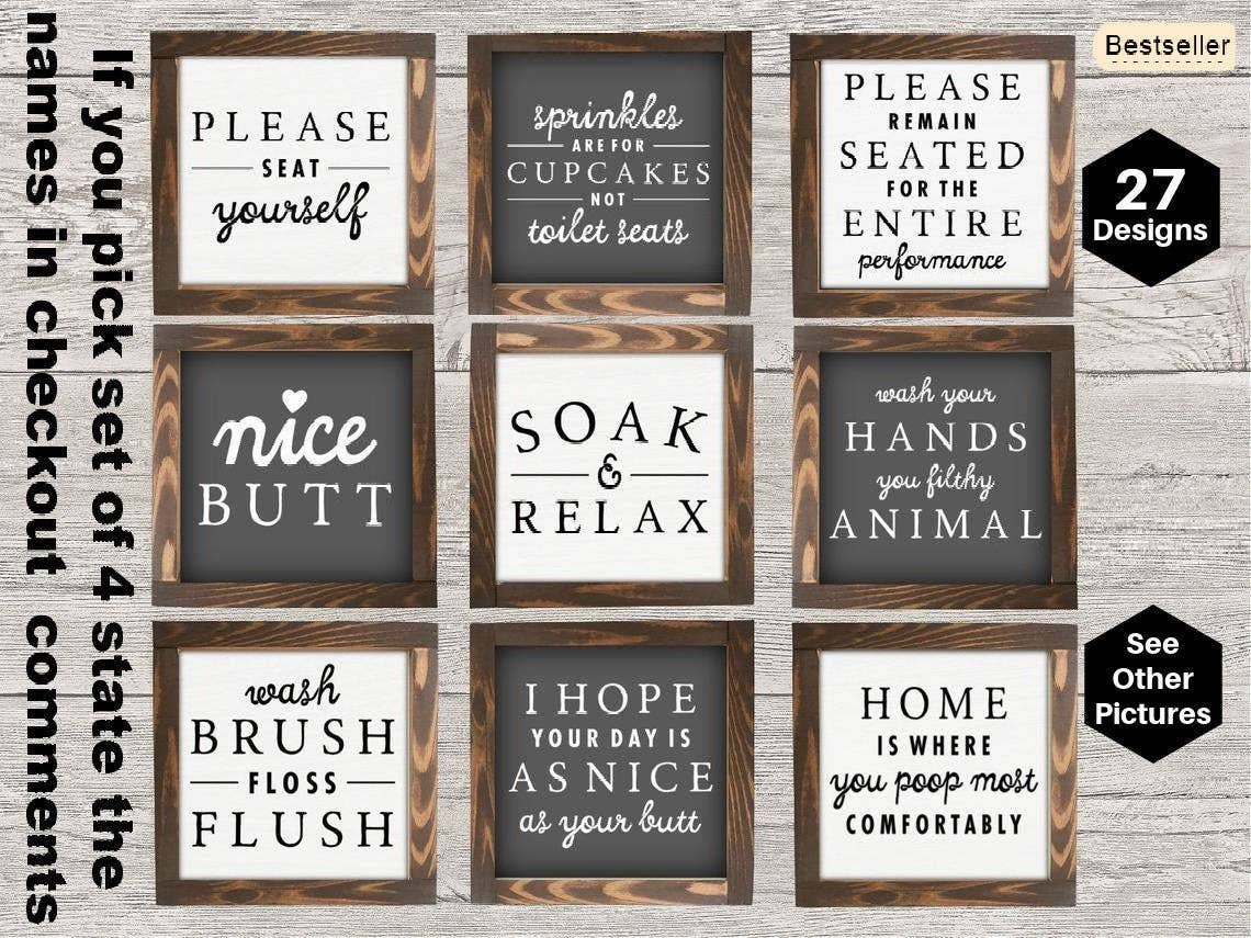 Bathroom Mini Collection Sign. Farmhouse Bathroom, Bathroom