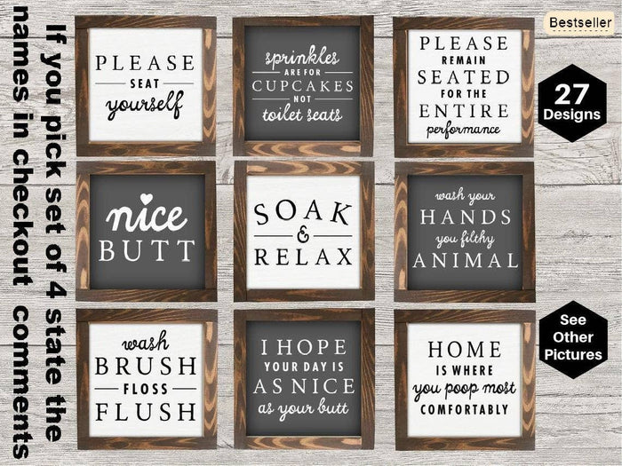 Bathroom Mini Collection Sign. Farmhouse Bathroom, Bathroom