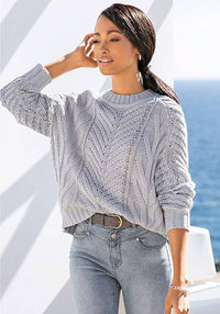 LASCANA Women's Crew Neck Ribbed Knit Sweater