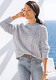 LASCANA Women's Crew Neck Ribbed Knit Sweater