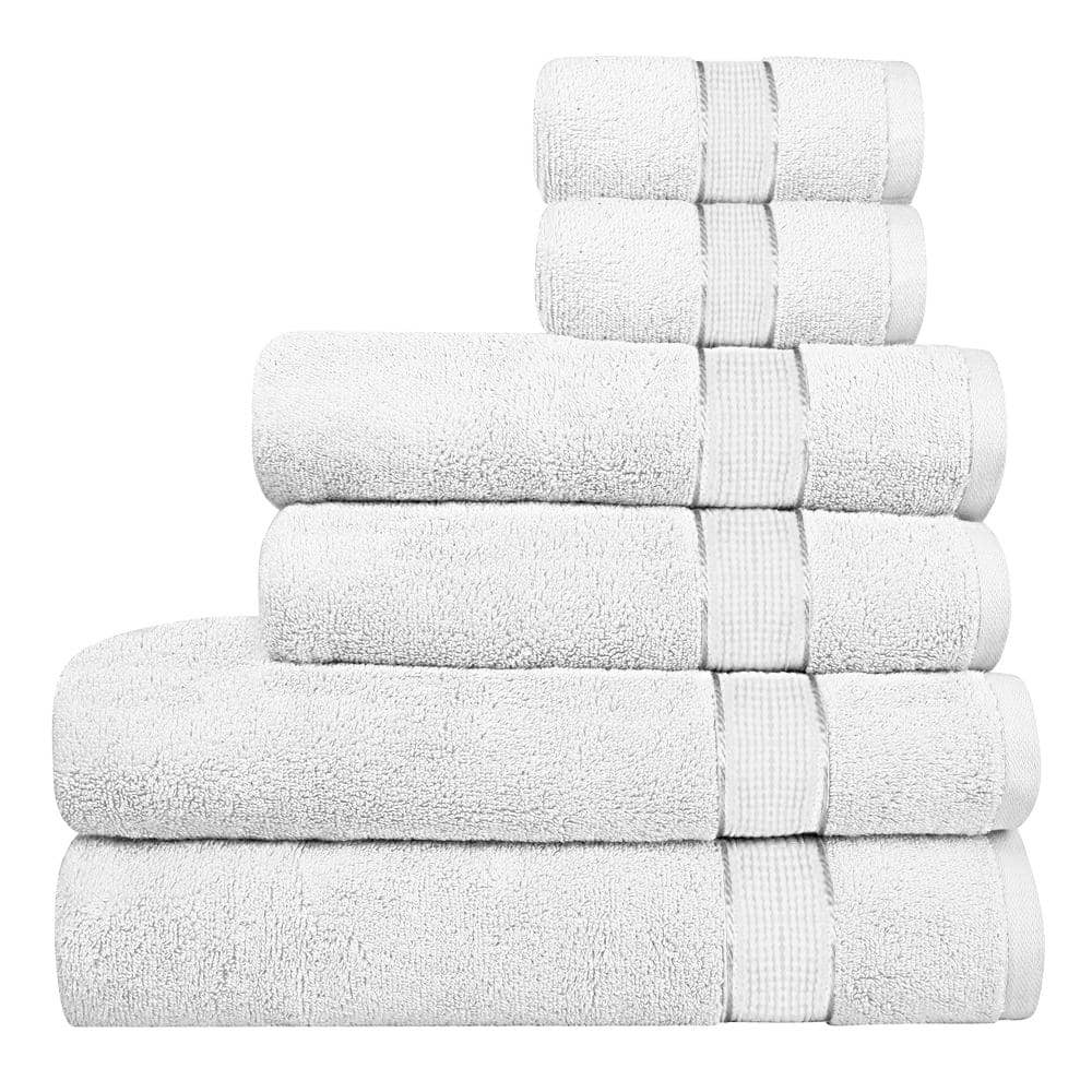 Cotton Bath Towel Set of 6 | 400 GSM Hotel Quality -White