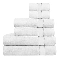 Cotton Bath Towel Set of 6 | 400 GSM Hotel Quality -White