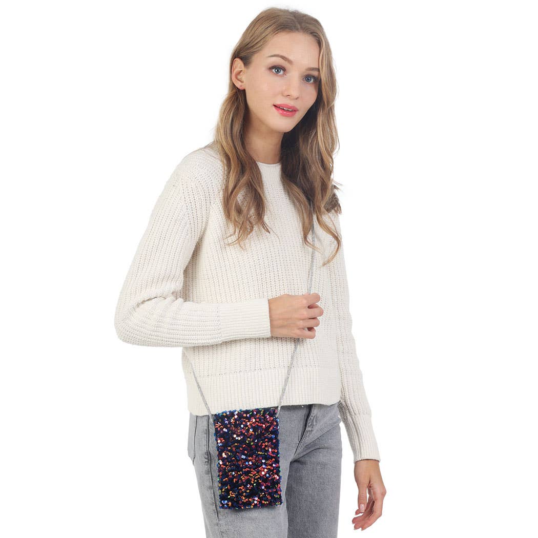 Sequined Mini Phone Sling Bag