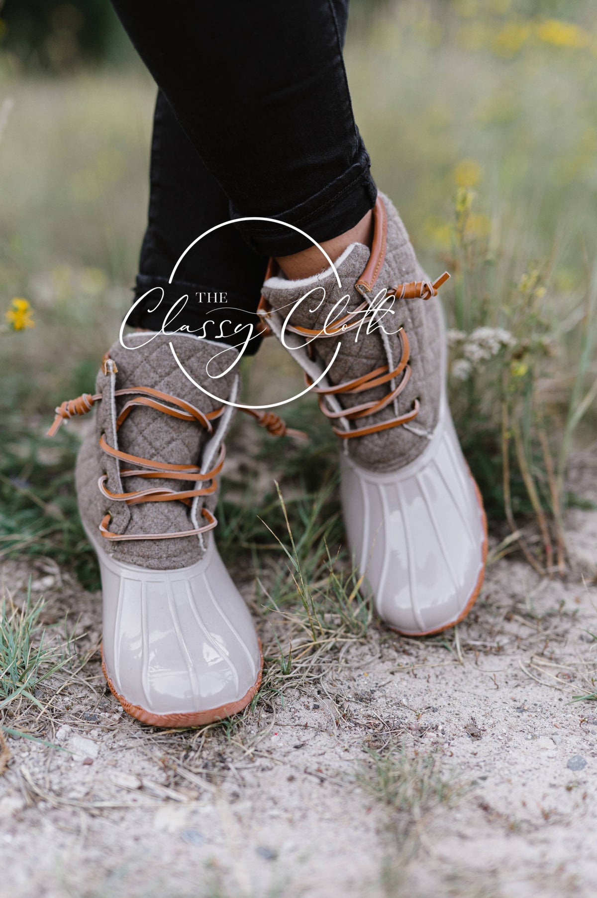 Danielle Duck Boots - Beige Quilted ETA OCT 15 (FP)