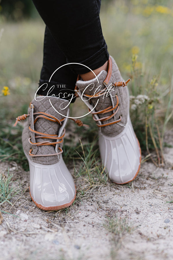 Danielle Duck Boots - Beige Quilted ETA OCT 15 (FP)