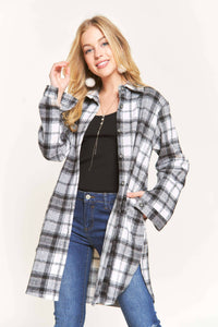BUTTON DOWN PLAID SHACKET