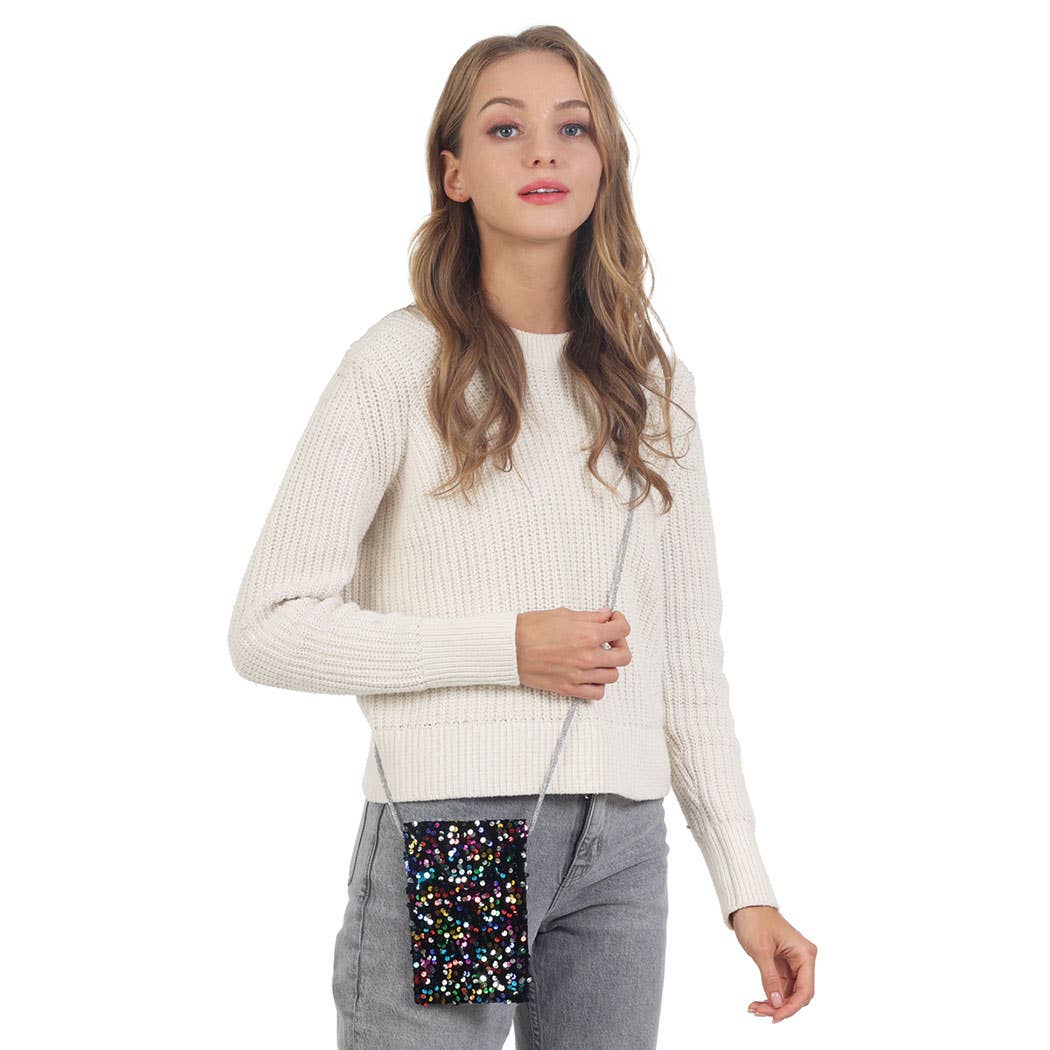 Sequined Mini Phone Sling Bag