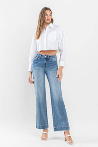 FLYING MONKEY - HIGH RISE TROUSER HEM WIDE LEG JEANS