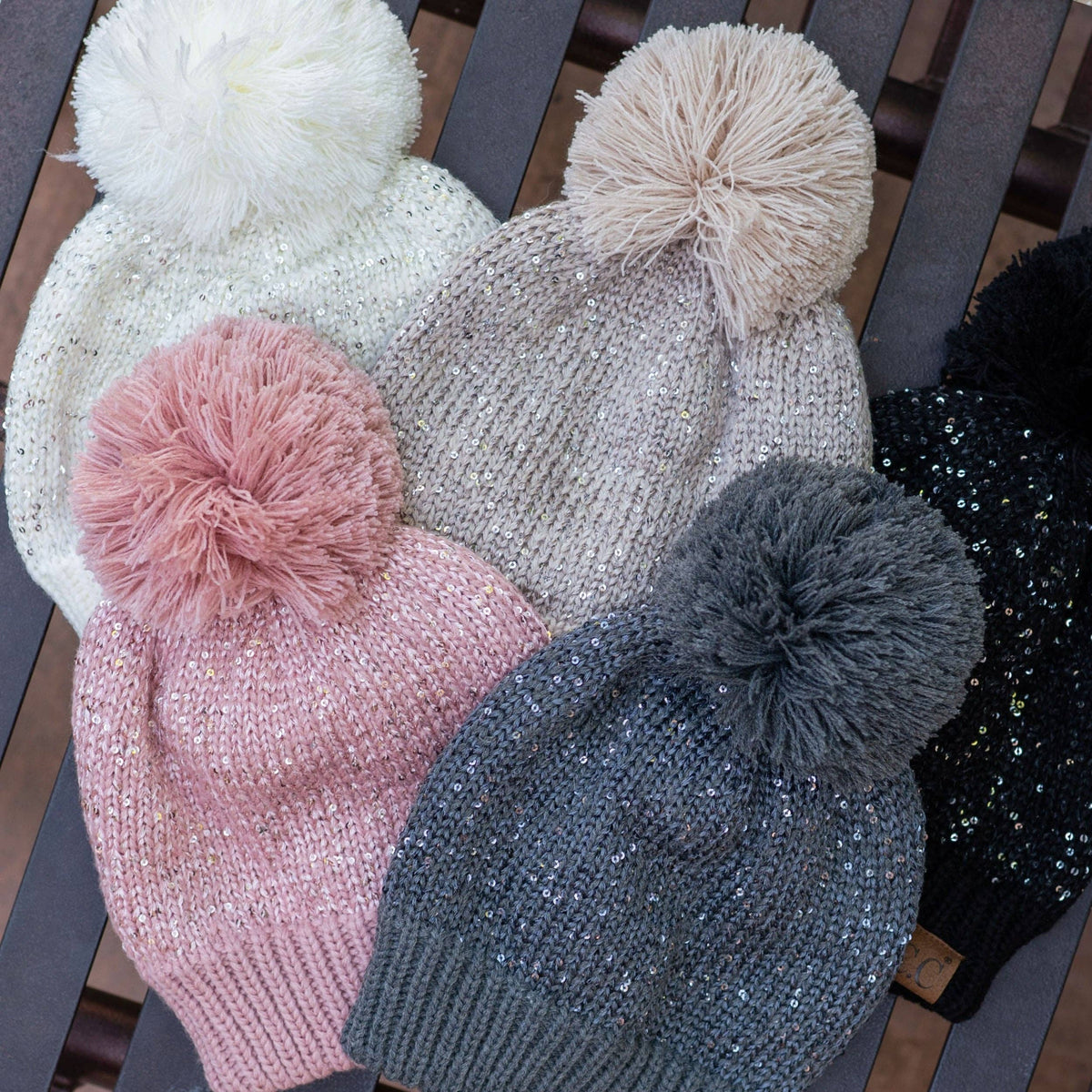 CC Sequin Pom Beanie