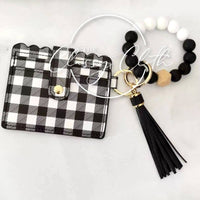 Wristlet Keychain Wallet - Black Buffalo Plaid RTS