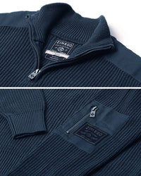 SWT31 ZIMEGO Mens Quarter Zip Up Mock Turtle Neck Sweater