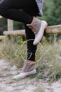 Danielle Duck Boots - Beige Quilted ETA OCT 15 (FP)