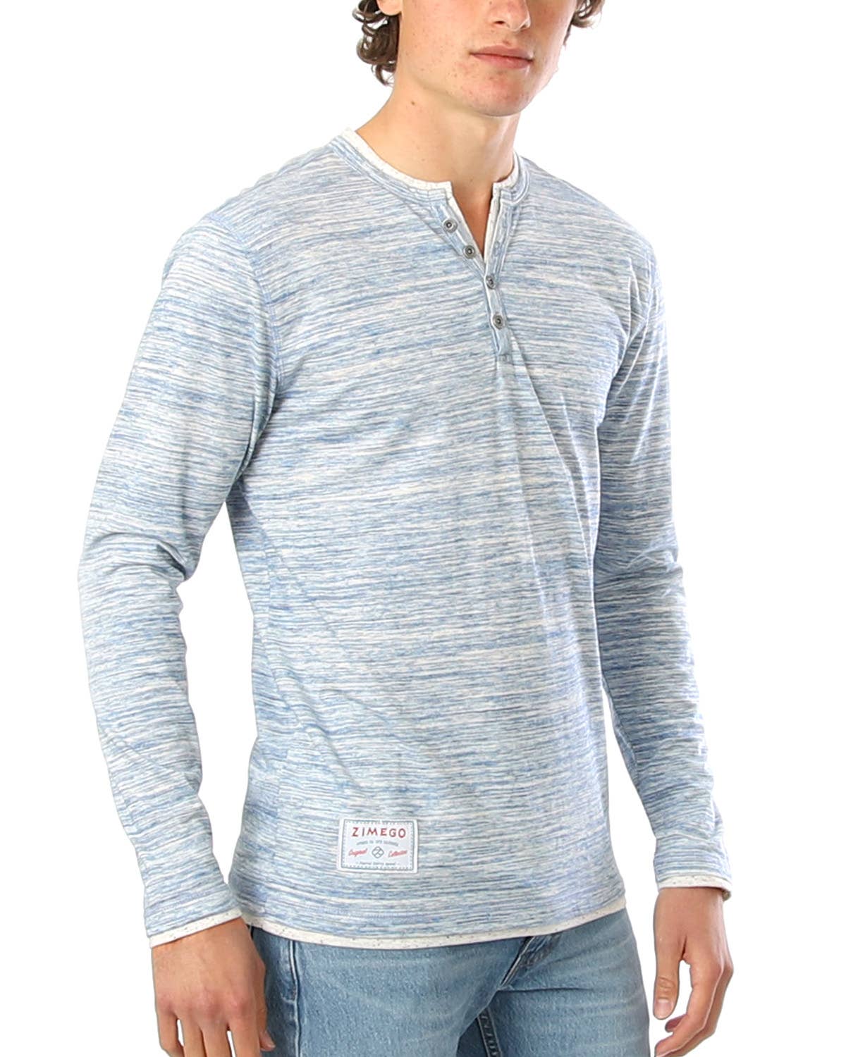 ZGLS247 - Long Sleeve Double Layered V-Neck Button Placket