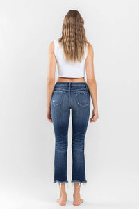 FLYING MONKEY - LOW RISE UNEVEN RAW HEM ANKLE SLIM STRAIGHT JEANS