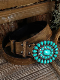 Light Blue Western Turquoise Decor Retro Wide Belt