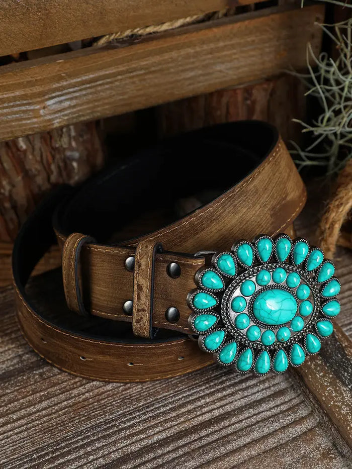 Light Blue Western Turquoise Decor Retro Wide Belt