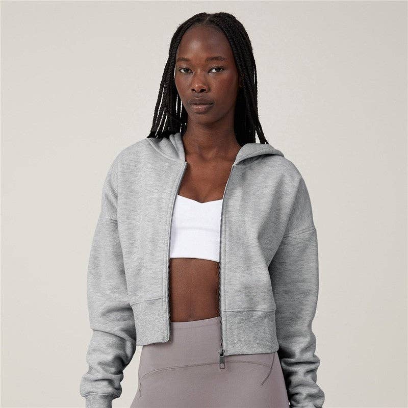 Casual Zip-Up Hoodie with Long Sleeves
