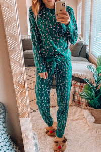 Green Christmas Candy Cane PJ Set
