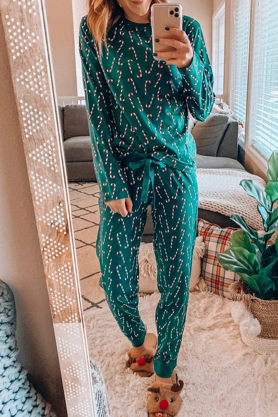 Green Christmas Candy Cane PJ Set