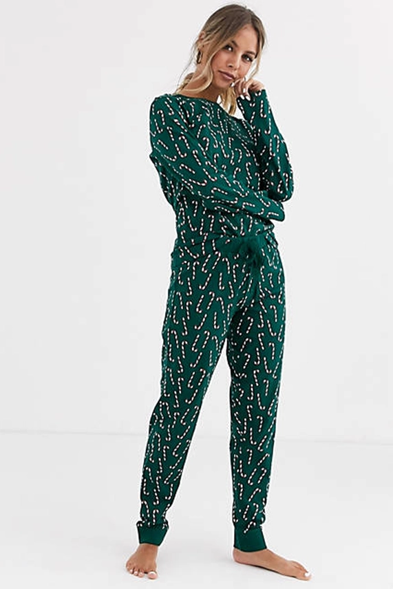 Green Christmas Candy Cane PJ Set