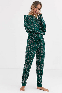 Green Christmas Candy Cane PJ Set