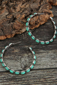 Sky Blue or Pink Gem Inlay Retro C-Shaped Earrings