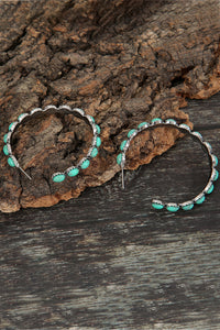 Sky Blue or Pink Gem Inlay Retro C-Shaped Earrings