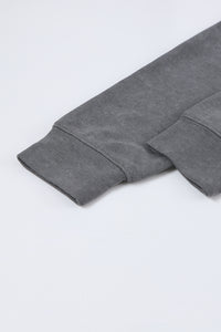 Grey Vintage Washed Puff Sleeve Sweatshirt