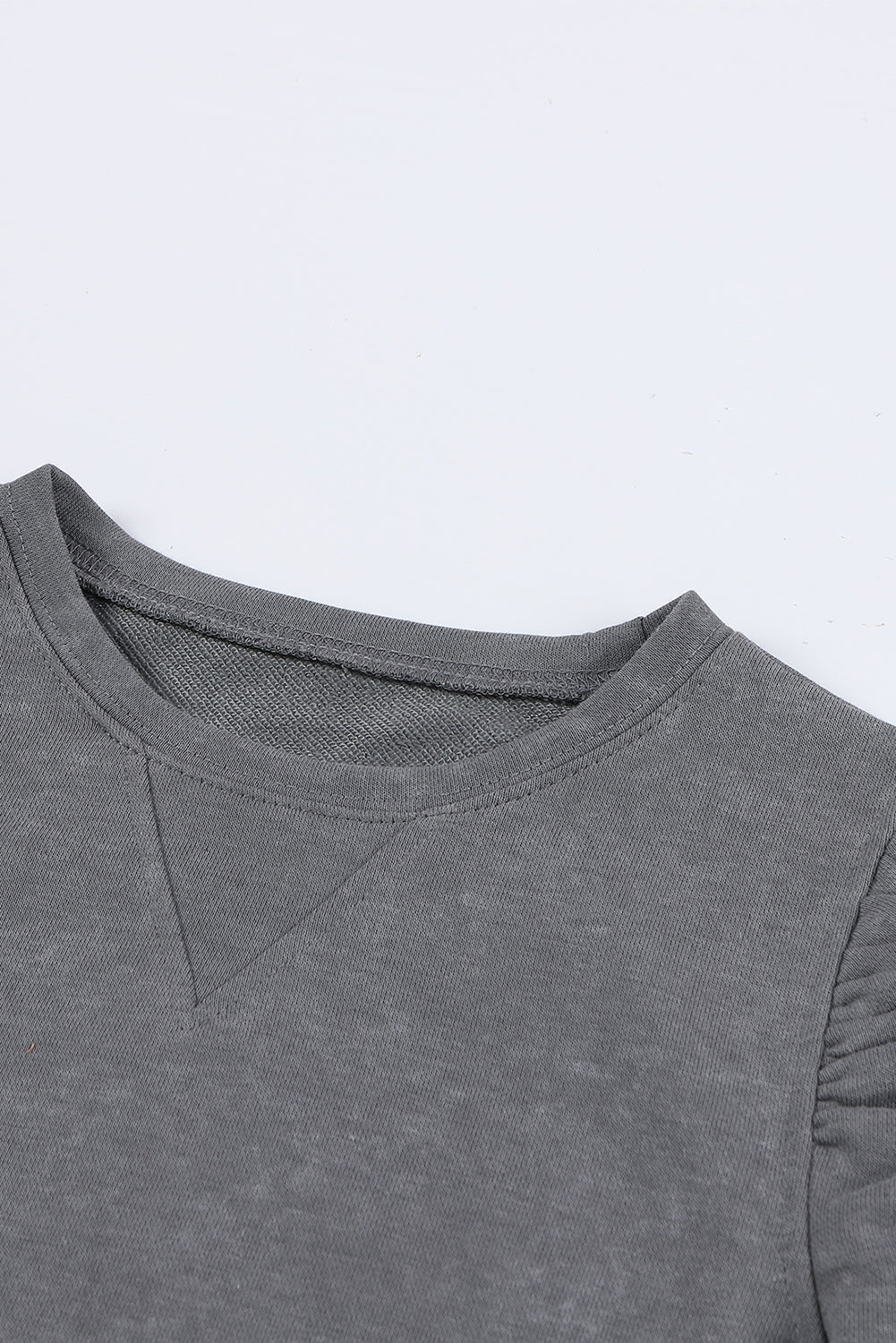 Grey Vintage Washed Puff Sleeve Sweatshirt