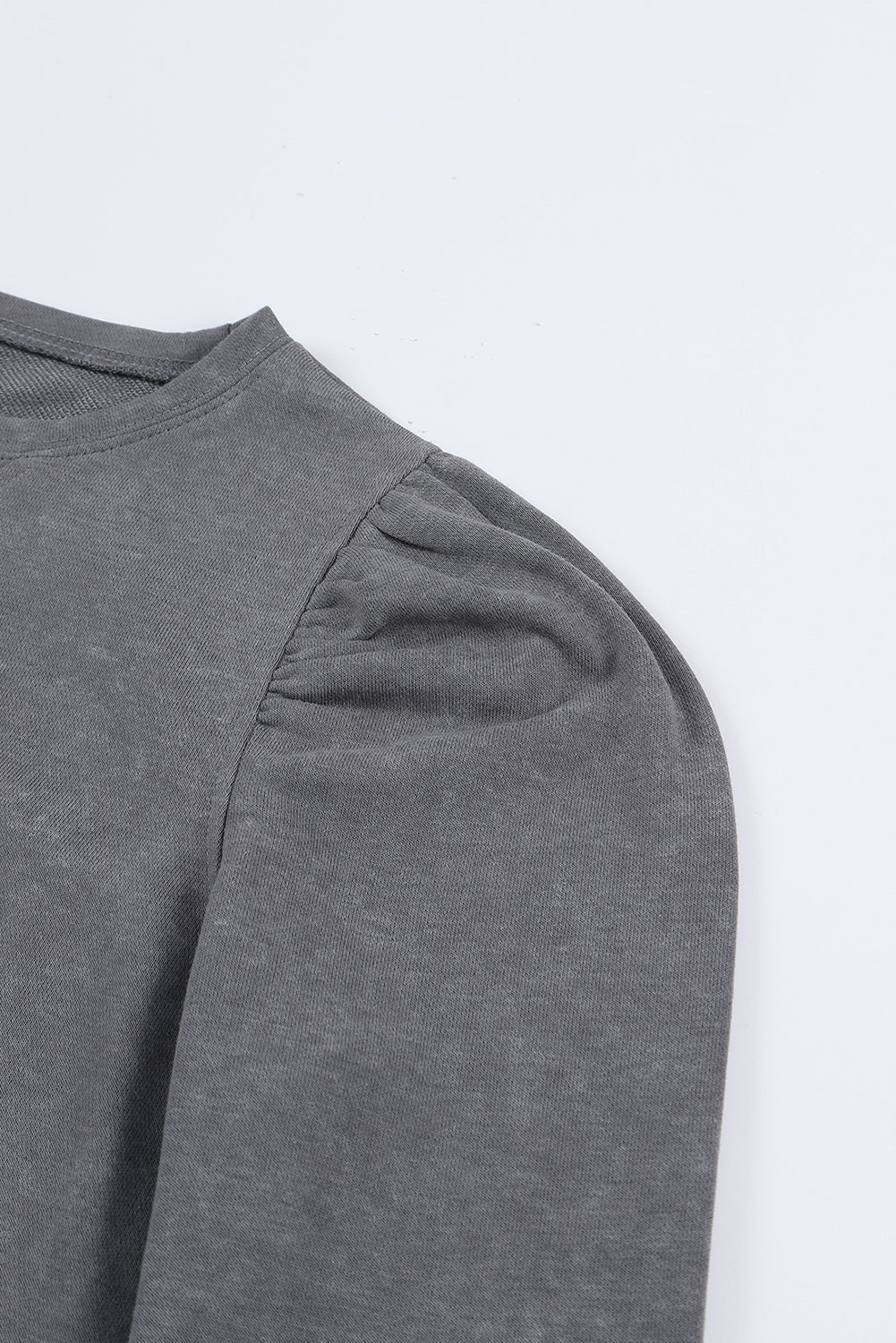 Grey Vintage Washed Puff Sleeve Sweatshirt