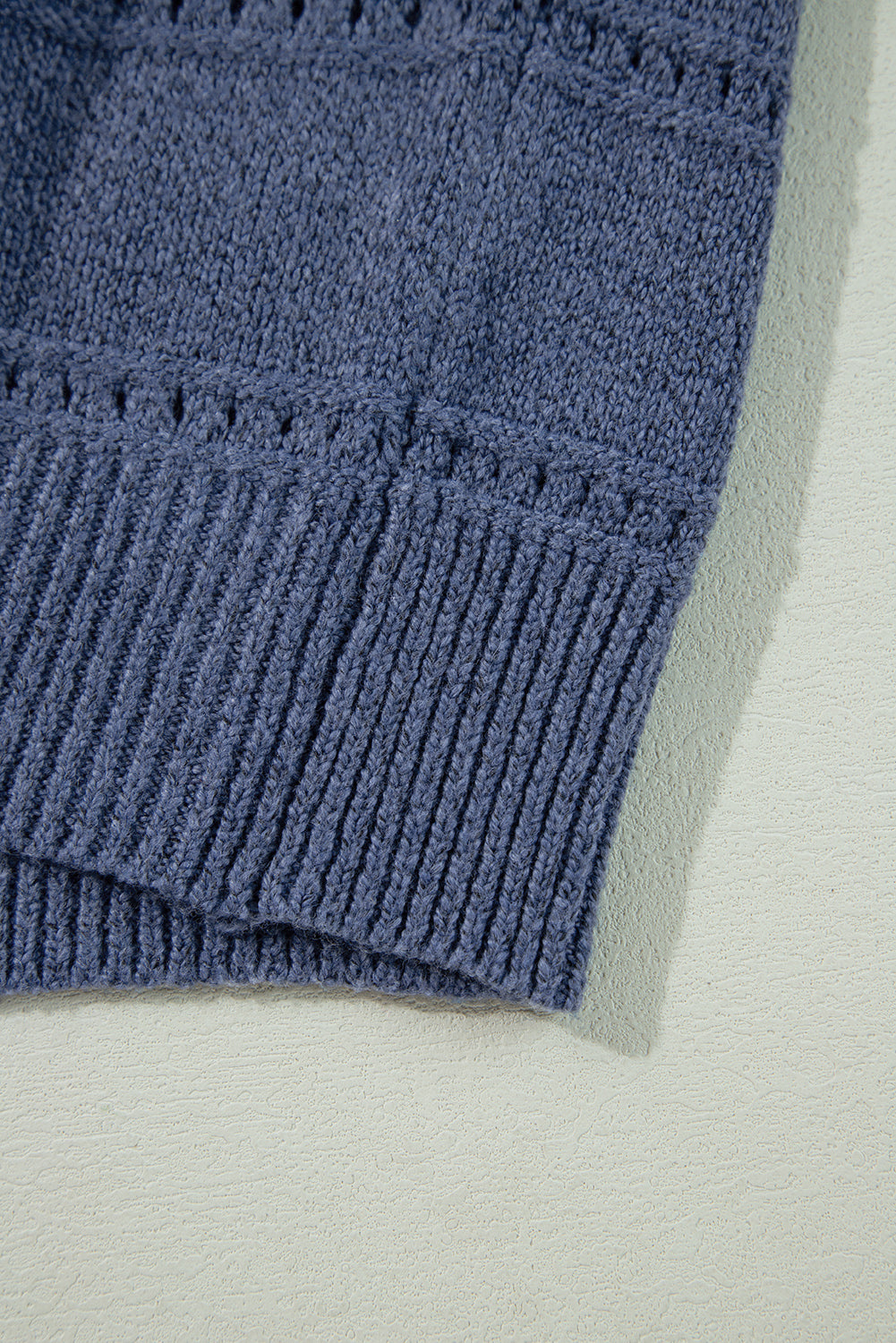 Boat Neck Drop Shoulder Pointelle Knit Sweater