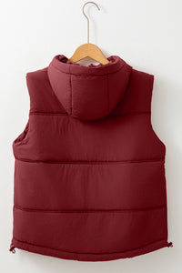 Clay Zip-up Side Pockets Hooded Puffer Vest LC853372-P8017
