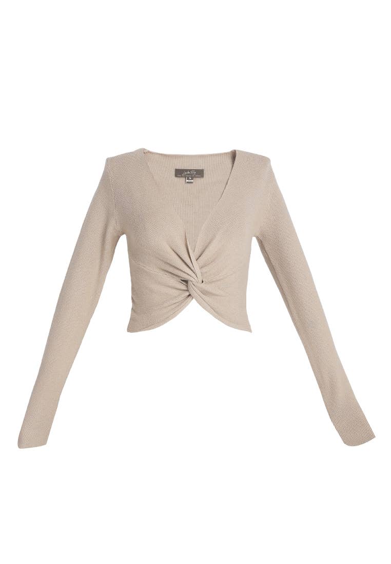 Full Sleeve Knot Twist Crop Top