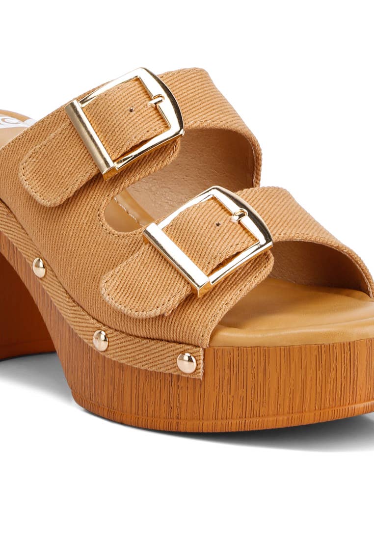 Sarai Buckle Straps High Block Heel Clogs