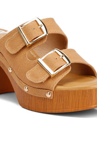 Sarai Buckle Straps High Block Heel Clogs