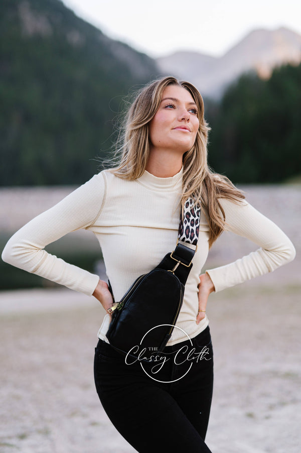 Sarah Shoulder Sling Bag - Black Leopard RTS