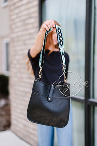 Eye Candy Crossbody Purse - Distressed Black - Teal Aqua RTS