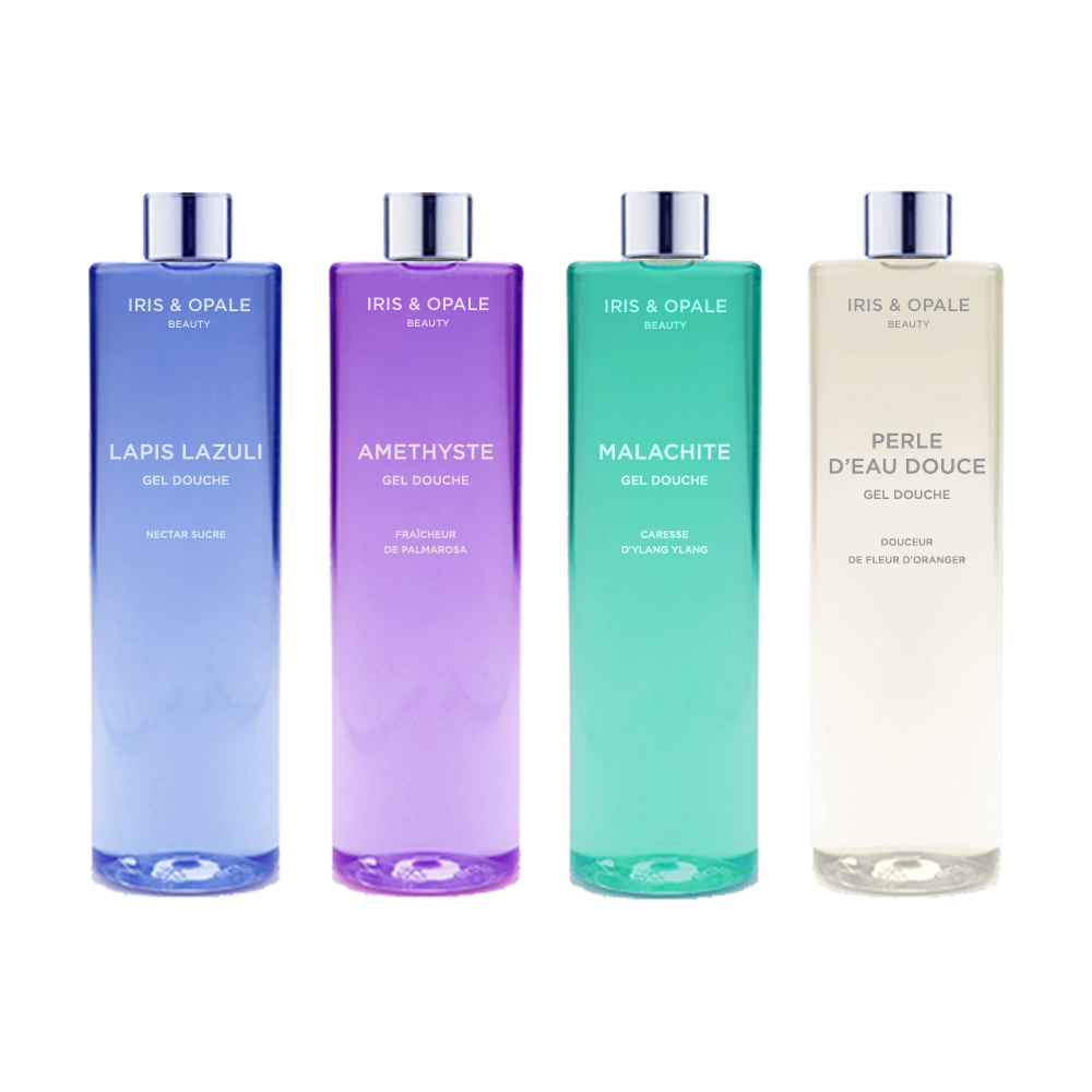 Set of 4 shower gels: LAPIS - AMETHYST - MALACHITE - PEARL