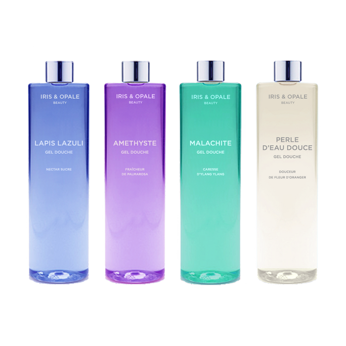 Set of 4 shower gels: LAPIS - AMETHYST - MALACHITE - PEARL