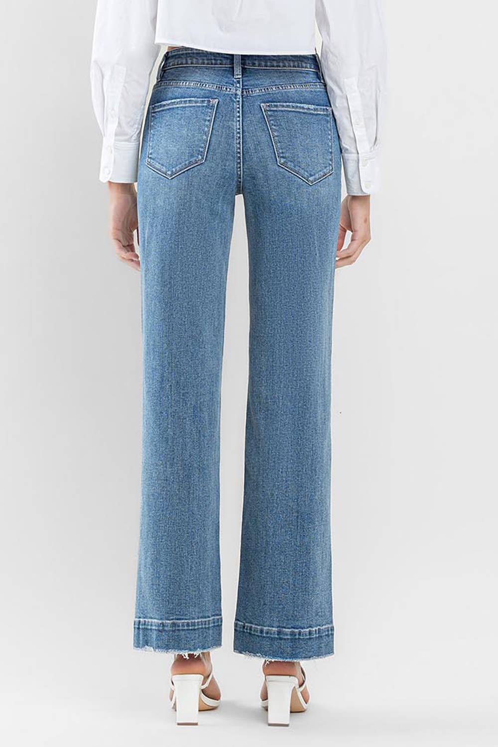FLYING MONKEY - HIGH RISE TROUSER HEM WIDE LEG JEANS