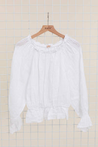 BLOUSE WITH GATHERED NECKLINE AND NECKLINE