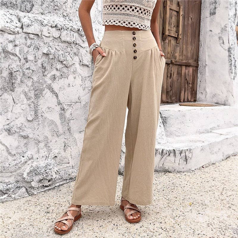 Wide-Leg Solid Color Casual Pants for Comfortable and Relaxed Look