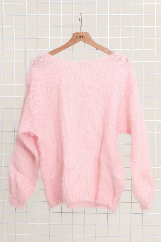 MOHAIR AND WOOL BOAT NECK SWEATER