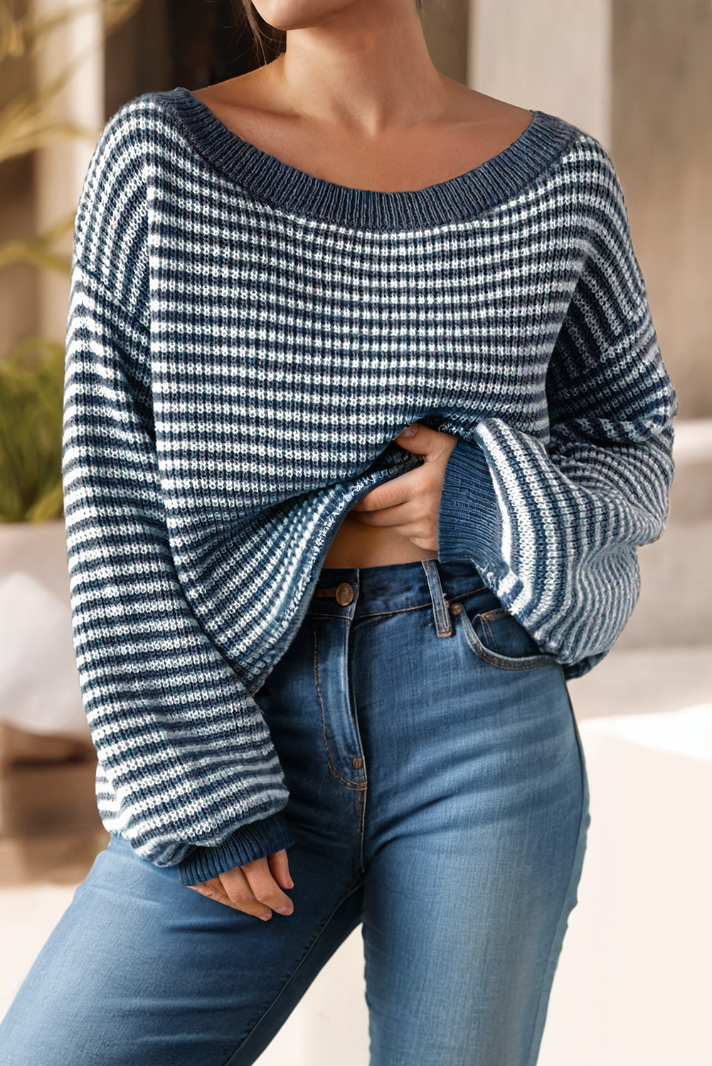 LDC Striped Drop Shoulder Sweater