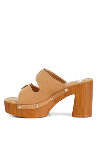 Sarai Buckle Straps High Block Heel Clogs